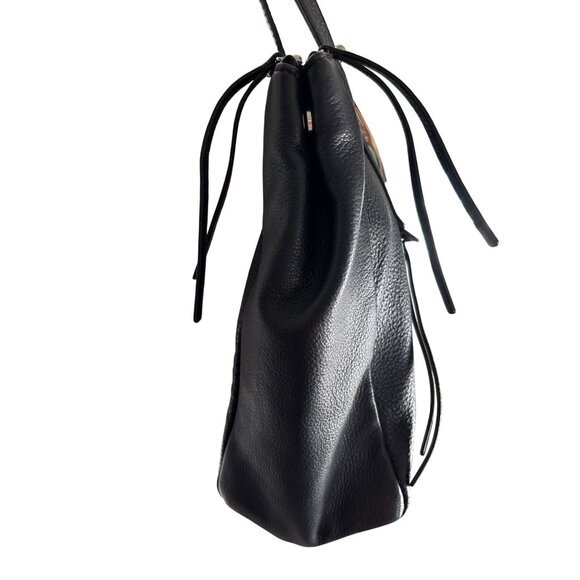 B. Makowsky Tessa Black Saffiano Pebbled Leather Tote Handbag Purse - Picture 4 of 10